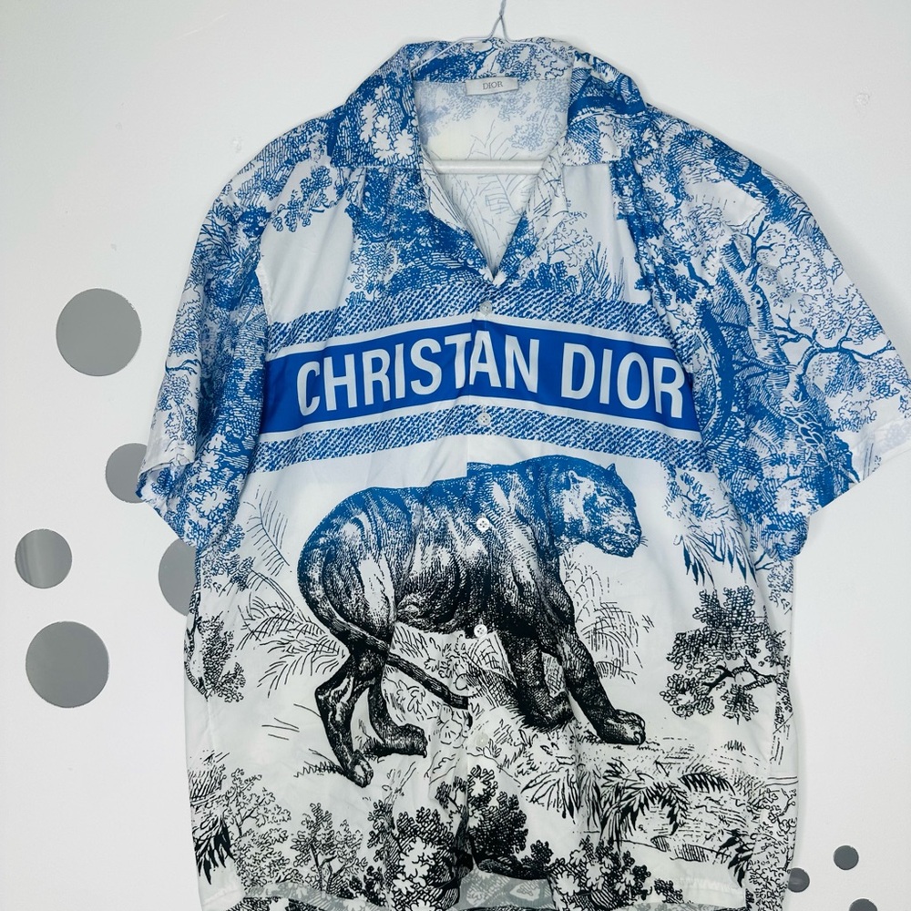 Dior Blue and White Casual Button Down Shirt